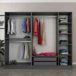 Armoire dressing design gris 2 portes verre BYRON