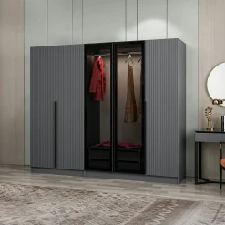 Armoire dressing design gris 2 portes verre BYRON