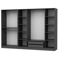 Armoire dressing ouvert anthracite, 3 portants BYRON