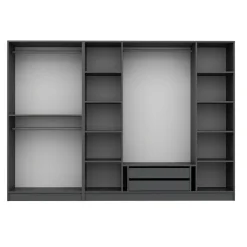 Armoire dressing ouvert anthracite, 3 portants BYRON