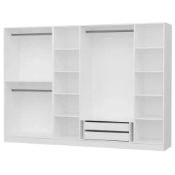 Armoire dressing ouvert blanc 3 portants 190 cm BYRON