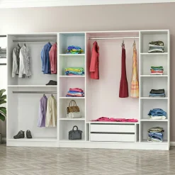 Armoire dressing ouvert blanc 3 portants 190 cm BYRON