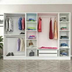 Armoire dressing ouvert blanc 3 portants 190 cm BYRON