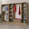 Armoire dressing ouvert effet noyer, 3 portants BYRON