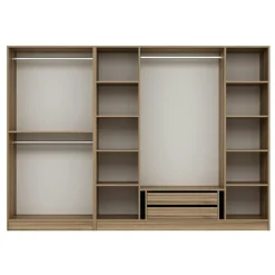 Armoire dressing ouvert effet noyer, 3 portants BYRON