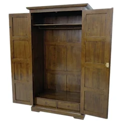 Armoire dressing 2 portes hévéa 110x62x195cm HELENA