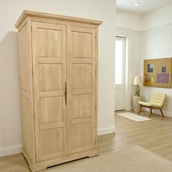 Armoire dressing 2 portes hévéa 110x62x195cm HELENA
