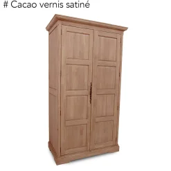Armoire dressing 2 portes hévéa 110x62x195cm HELENA