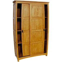 Armoire galbée Hévéa 2 portes coulissantes 120x50x195cm MAORI TRADITION