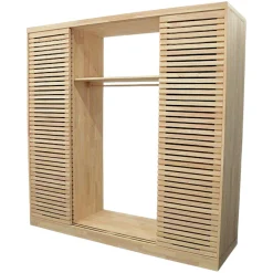 Armoire Hévéa 4 portes coulissantes Persiennes 200x60x200cm NEW ORLEANS