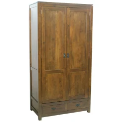 Armoire Hévéa 2 portes, 2 tiroirs, 100x55x195cm HELENA