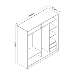 Armoire penderie blanche avec miroir H 210 cm BYRON