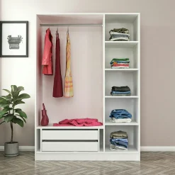 Armoire penderie blanche 3 portes vitrées H 210 cm BYRON