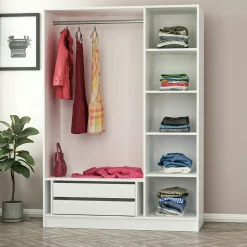 Armoire penderie blanche 3 portes vitrées H 210 cm BYRON