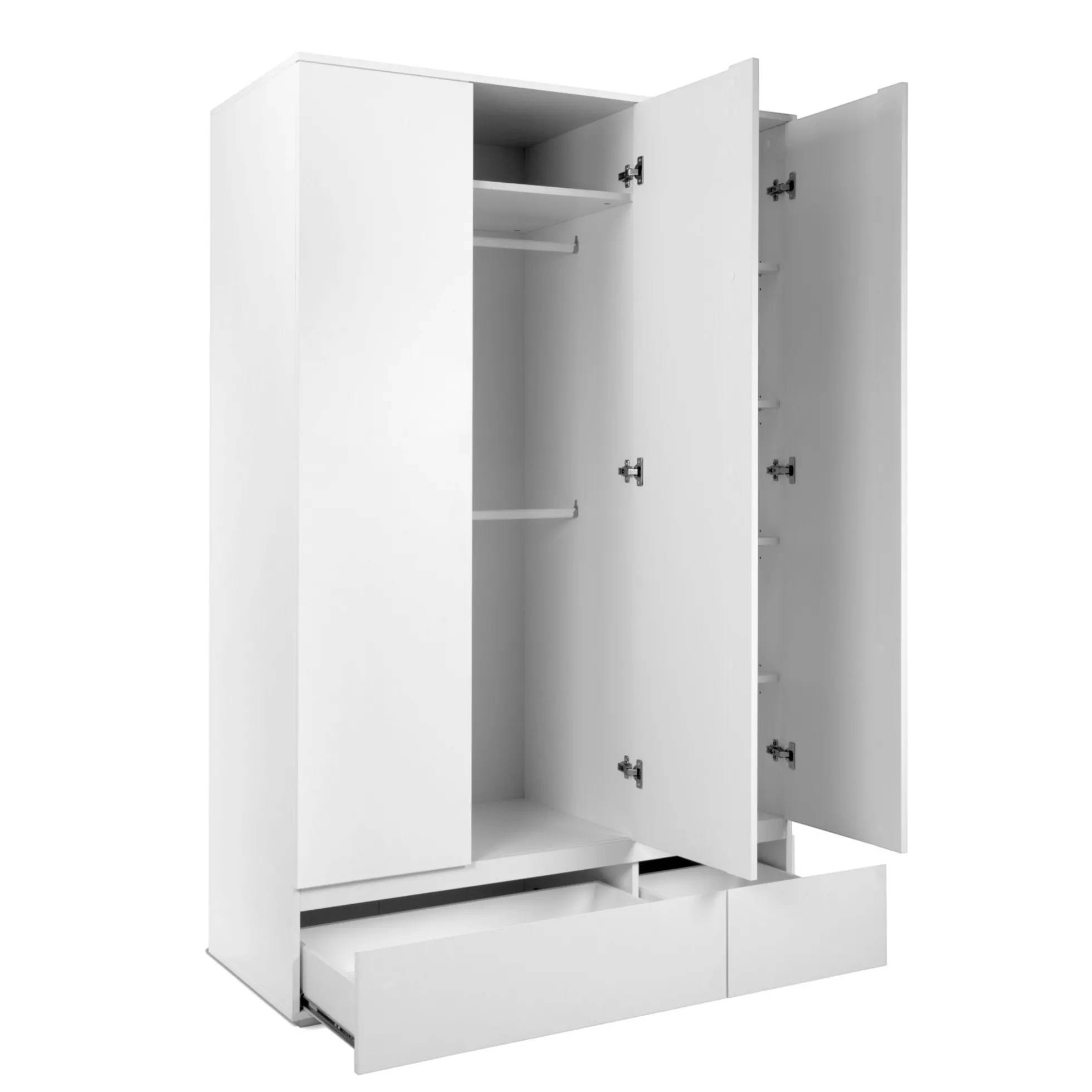 Armoire penderie blanche 3 portes 2 tiroirs ALVA