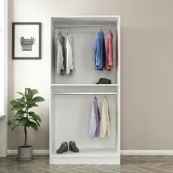 Armoire penderie blanche - 2 portes vitrées H. 210 cm BYRON