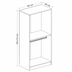 Armoire penderie blanche - 2 portes vitrées H. 210 cm BYRON