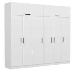 Armoire penderie blanche, 8 portes 3 portants BYRON