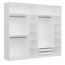 Armoire penderie blanche, 8 portes 3 portants BYRON