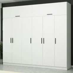 Armoire penderie blanche, 8 portes 3 portants BYRON