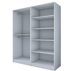 Armoire penderie blanche 4 portes 2 tringles BYRON