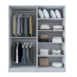 Armoire penderie blanche 4 portes 2 tringles BYRON
