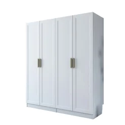 Armoire penderie blanche 4 portes 2 tringles BYRON