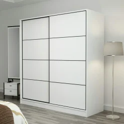 Armoire penderie blanche portes coulissantes L.180 cm BYRON