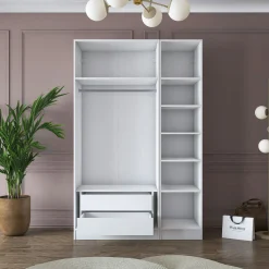 Armoire penderie blanche 3 portes à poignées verticales BYRON