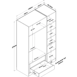 Armoire penderie blanche 3 portes à poignées verticales BYRON