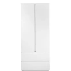 Armoire penderie blanche 2 portes 2 tiroirs ALVA