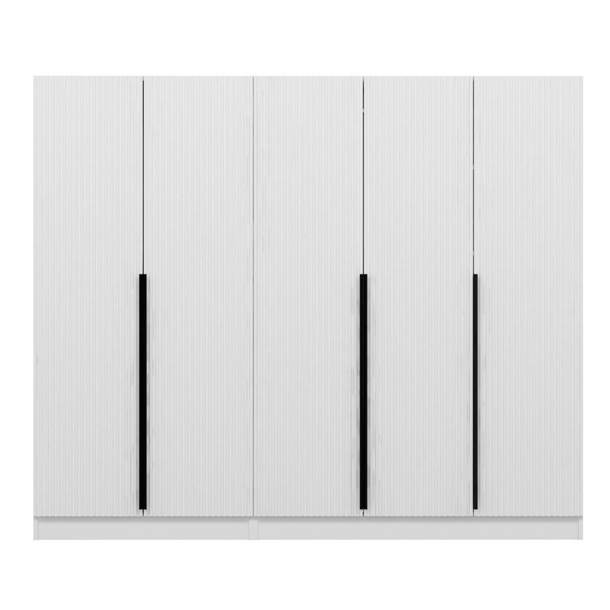 Armoire penderie blanche, 5 portes rainurées 3 portants BYRON