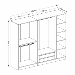 Armoire penderie blanche, 5 portes rainurées 3 portants BYRON