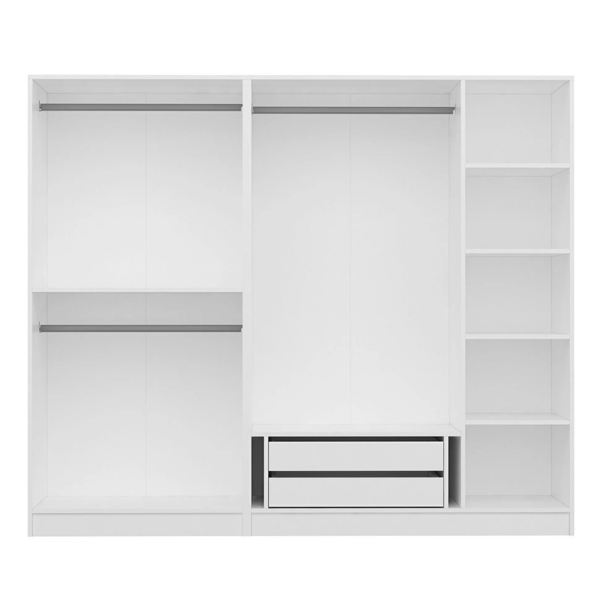 Armoire penderie blanche, 5 portes rainurées 3 portants BYRON
