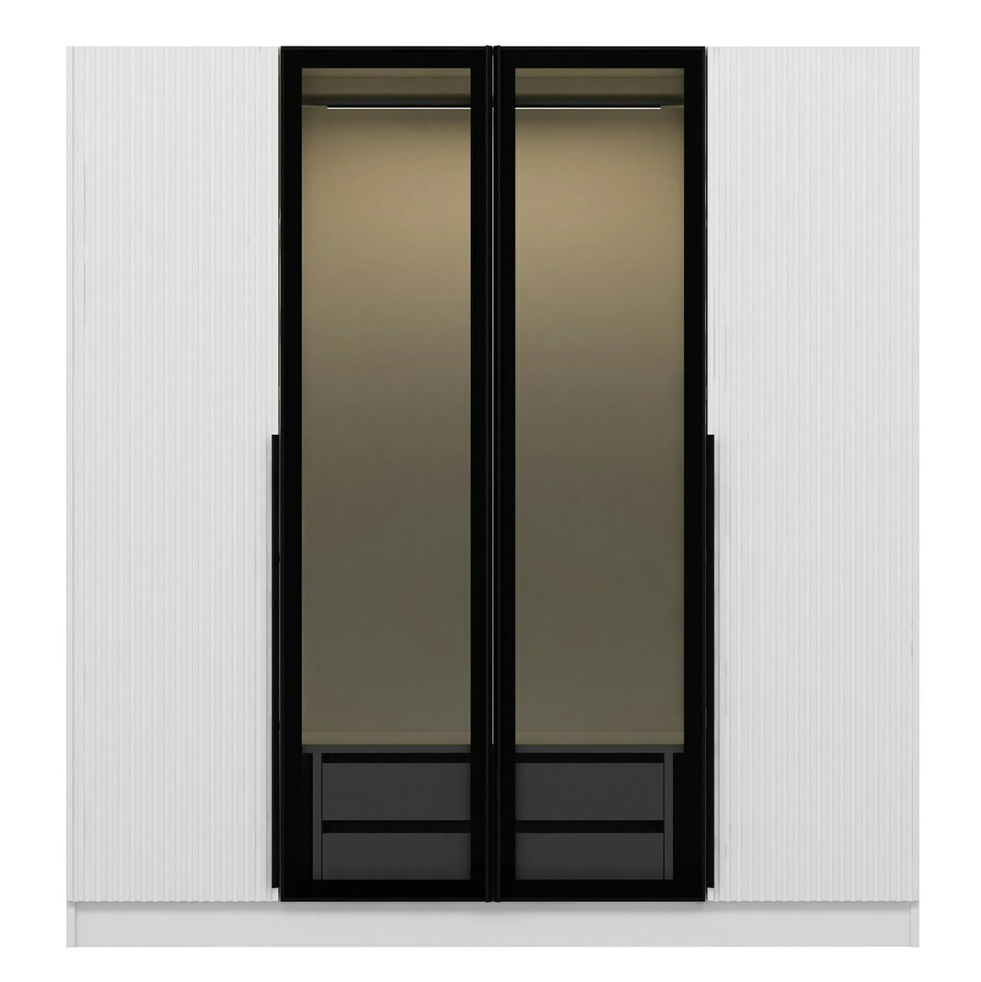Armoire penderie blanche 2 portes vitrées H 210 cm BYRON