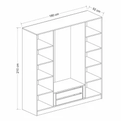 Armoire penderie blanche 2 portes vitrées H 210 cm BYRON
