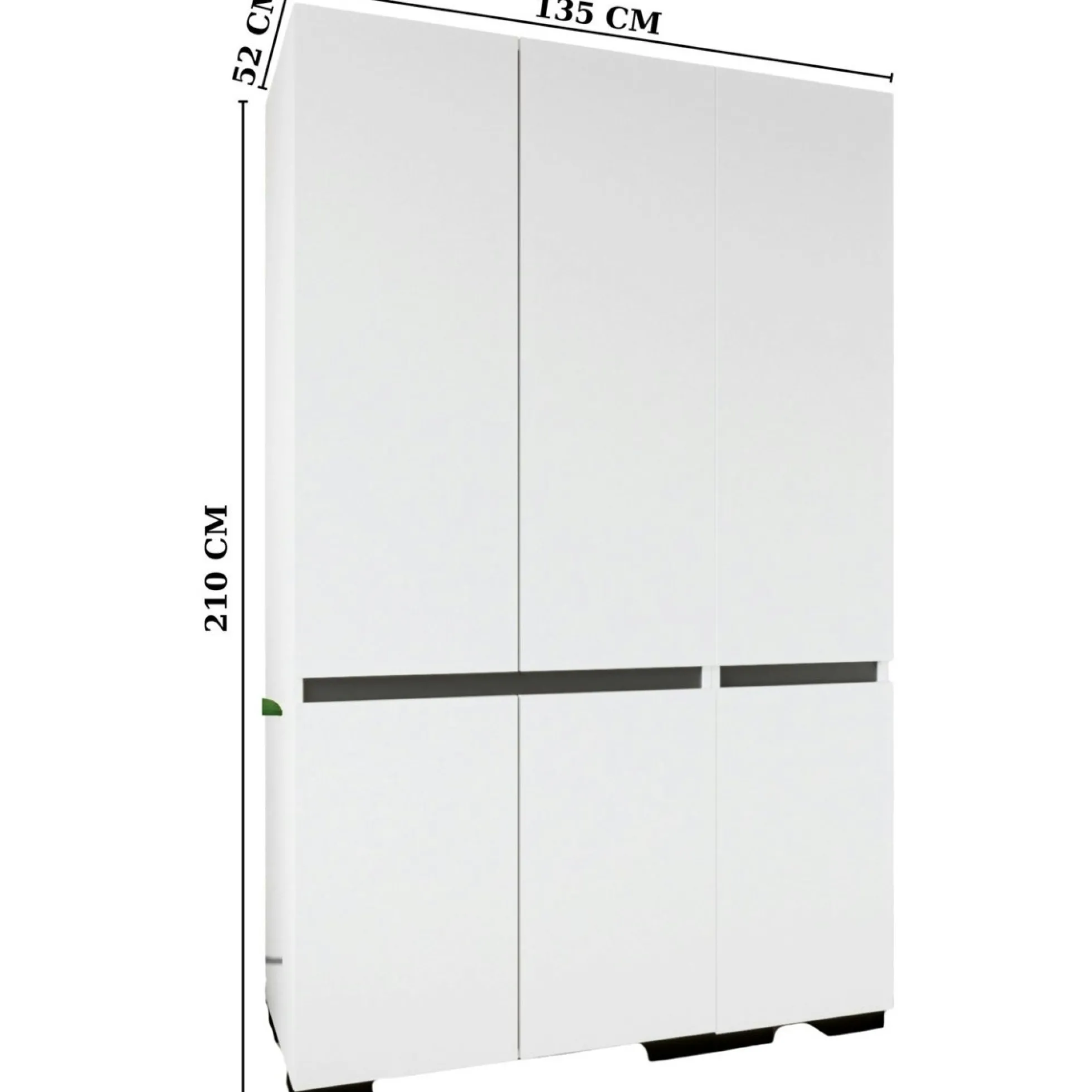 Armoire penderie blanche, 3 portes 1 tringle BYRON