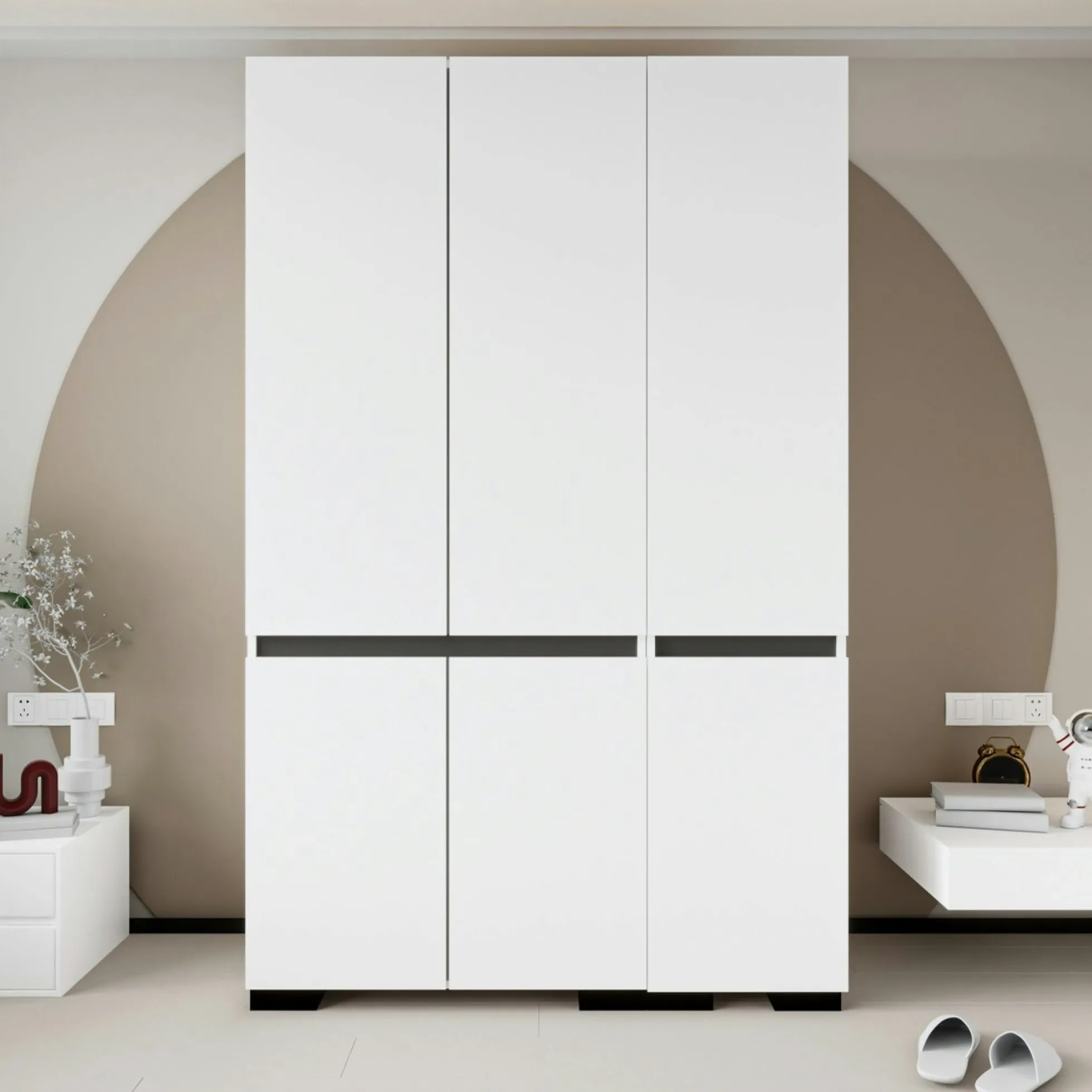 Armoire penderie blanche, 3 portes 1 tringle BYRON