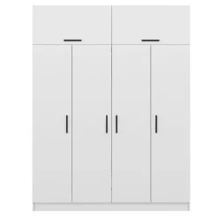 Armoire penderie blanche 6 portes, 1 portant 2 tiroirs BYRON