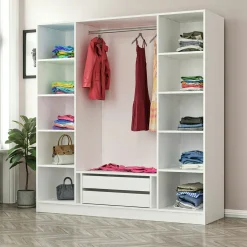 Armoire penderie blanche 4 portes vitrées H 190 cm BYRON