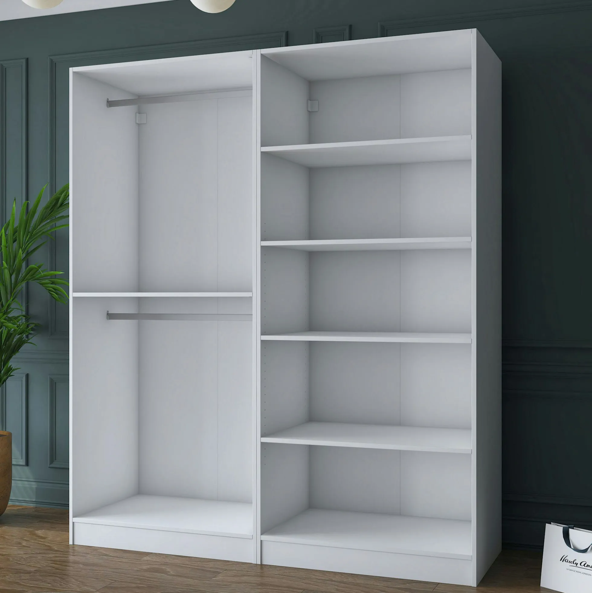 Armoire penderie blanche 4 portes poignées verticales BYRON