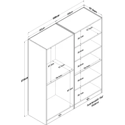 Armoire penderie blanche rainurée 4 portes 2 tringles BYRON