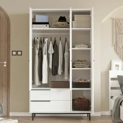 Armoire penderie blanche style moderne - 3 portes BYRON