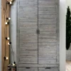 Armoire penderie bois recyclé grisé SIENNE