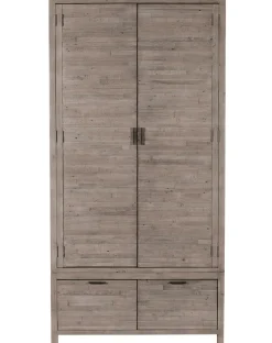 Armoire penderie bois recyclé grisé SIENNE