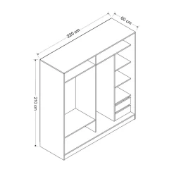 Armoire penderie chambre, 1 porte grise & miroir H 210 cm BYRON