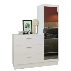 Armoire penderie compacte blanche avec miroir MARFA