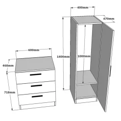 Armoire penderie compacte décor bois et blanc 1 miroir MARFA