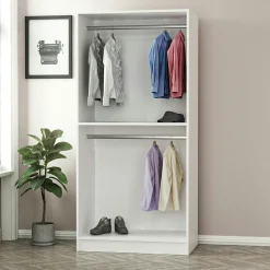 Armoire penderie design blanche - 2 portes vitrées BYRON