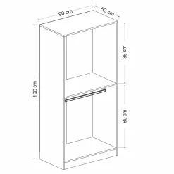 Armoire penderie design grise - 2 portes vitrées BYRON